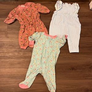 Three Pack of 0-3 M baby girl onesies